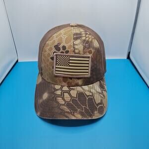USA American Flag Brown Camo Trucker Hat Baseball Cap Mesh Back Patch Snapback